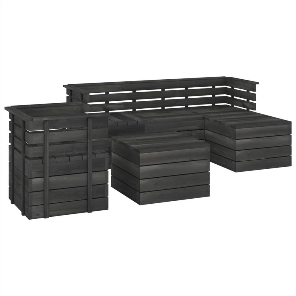 

6 Piece Garden Pallet Lounge Set Solid Pinewood Dark Grey