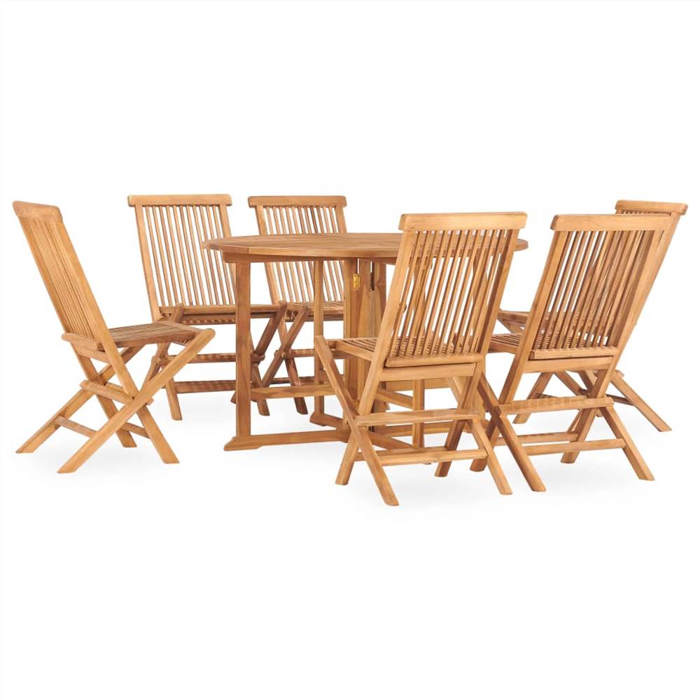 

7 Piece Folding Outdoor Dining Set Solid Teak Wood