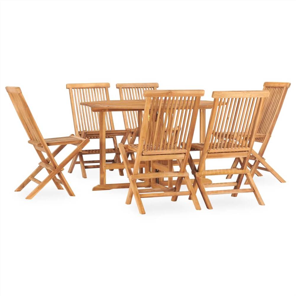 

7 Piece Folding Outdoor Dining Set Solid Teak Wood