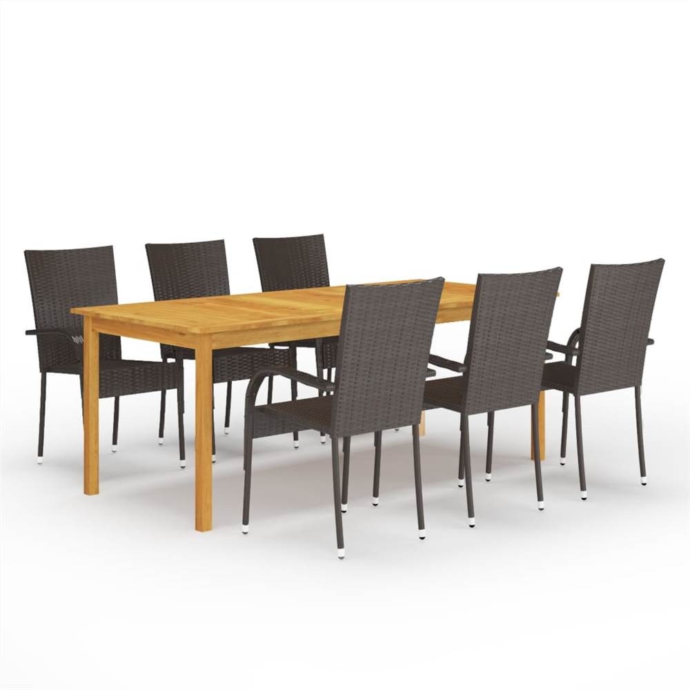 

7 Piece Garden Dining Set Brown
