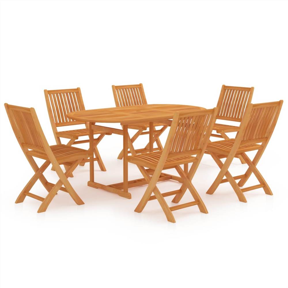 

7 Piece Garden Dining Set Solid Teak Wood