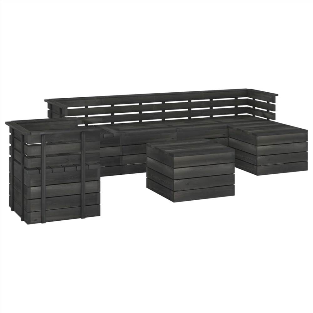 

7 Piece Garden Pallet Lounge Set Solid Pinewood Dark Grey