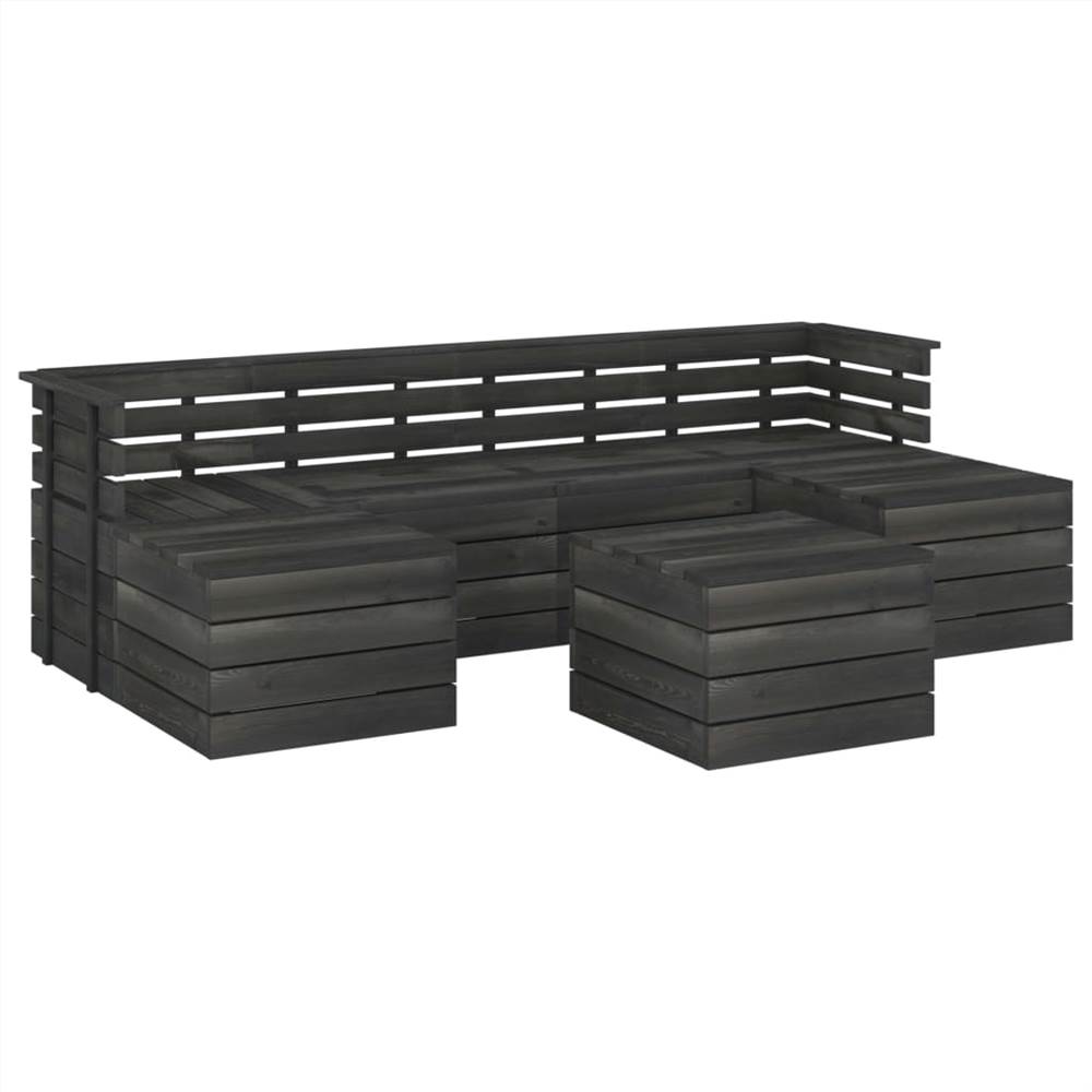 

7 Piece Garden Pallet Lounge Set Solid Pinewood Dark Grey