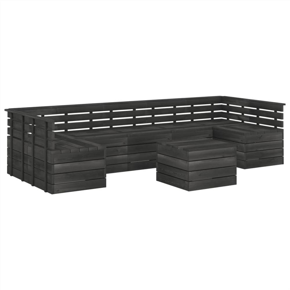 

7 Piece Garden Pallet Lounge Set Solid Pinewood Dark Grey