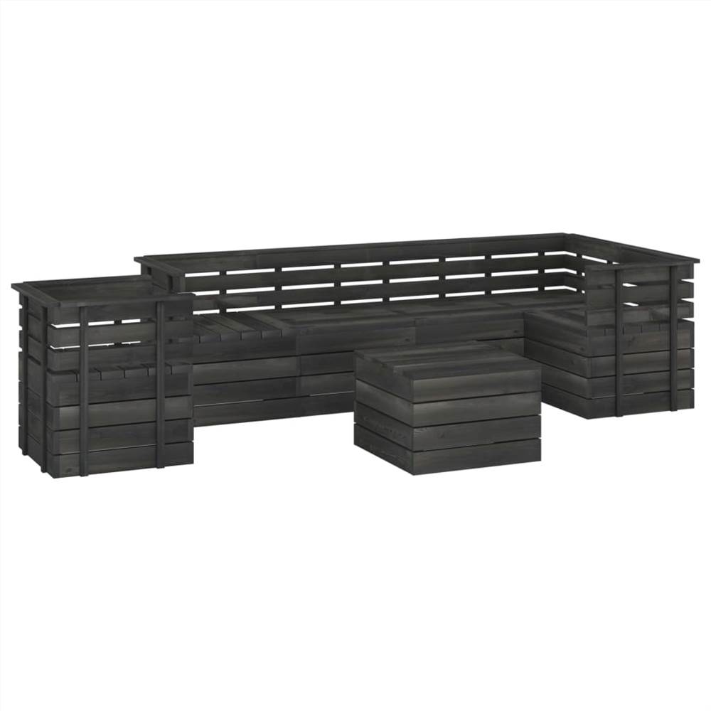 

7 Piece Garden Pallet Lounge Set Solid Pinewood Dark Grey