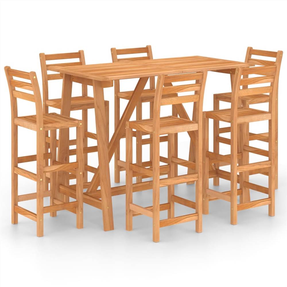 

7 Piece Outdoor Bar Set Solid Acacia Wood