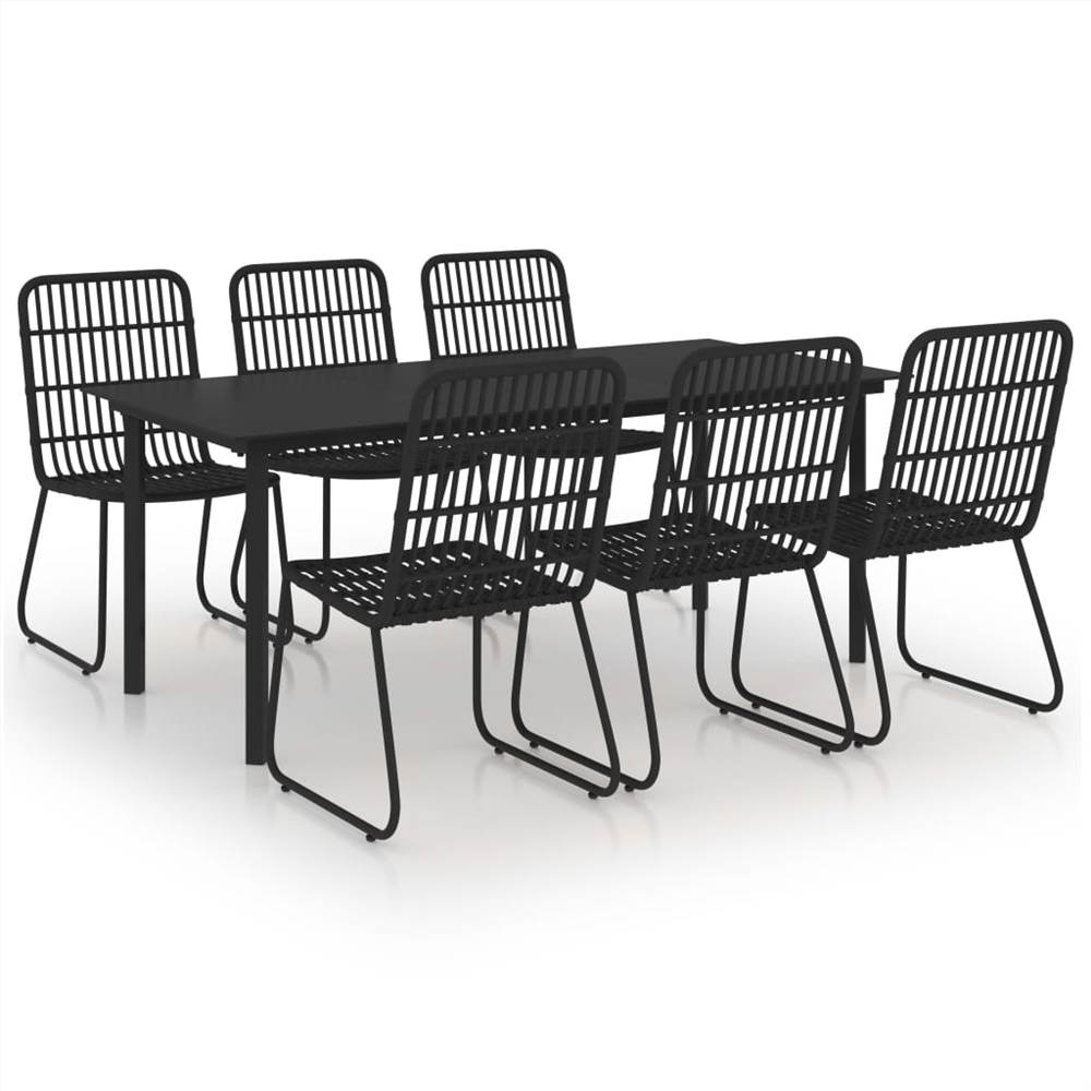 

7 Piece Outdoor Dining Set Poly Rattan and Glass