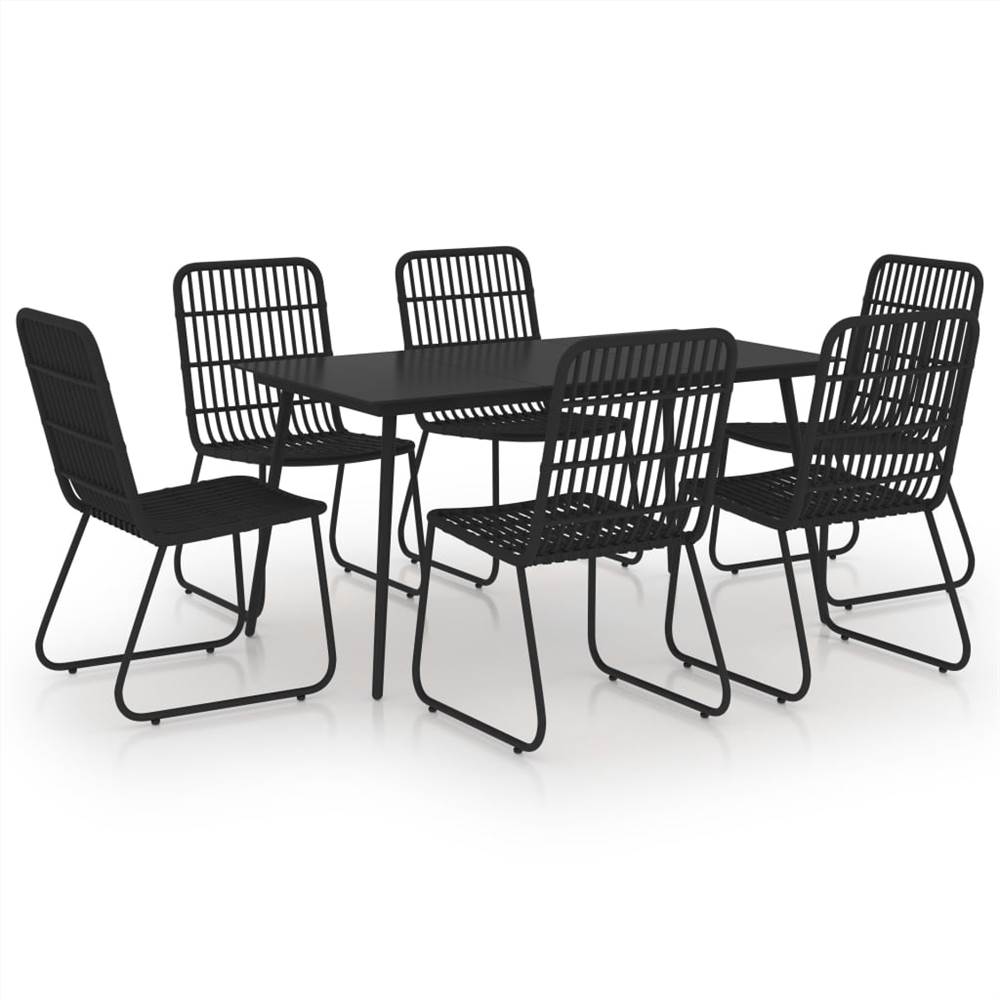 

7 Piece Outdoor Dining Set Poly Rattan and Glass