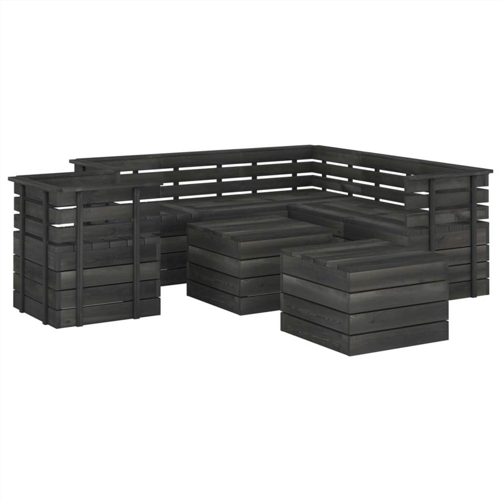 

8 Piece Garden Pallet Lounge Set Solid Pinewood Dark Grey