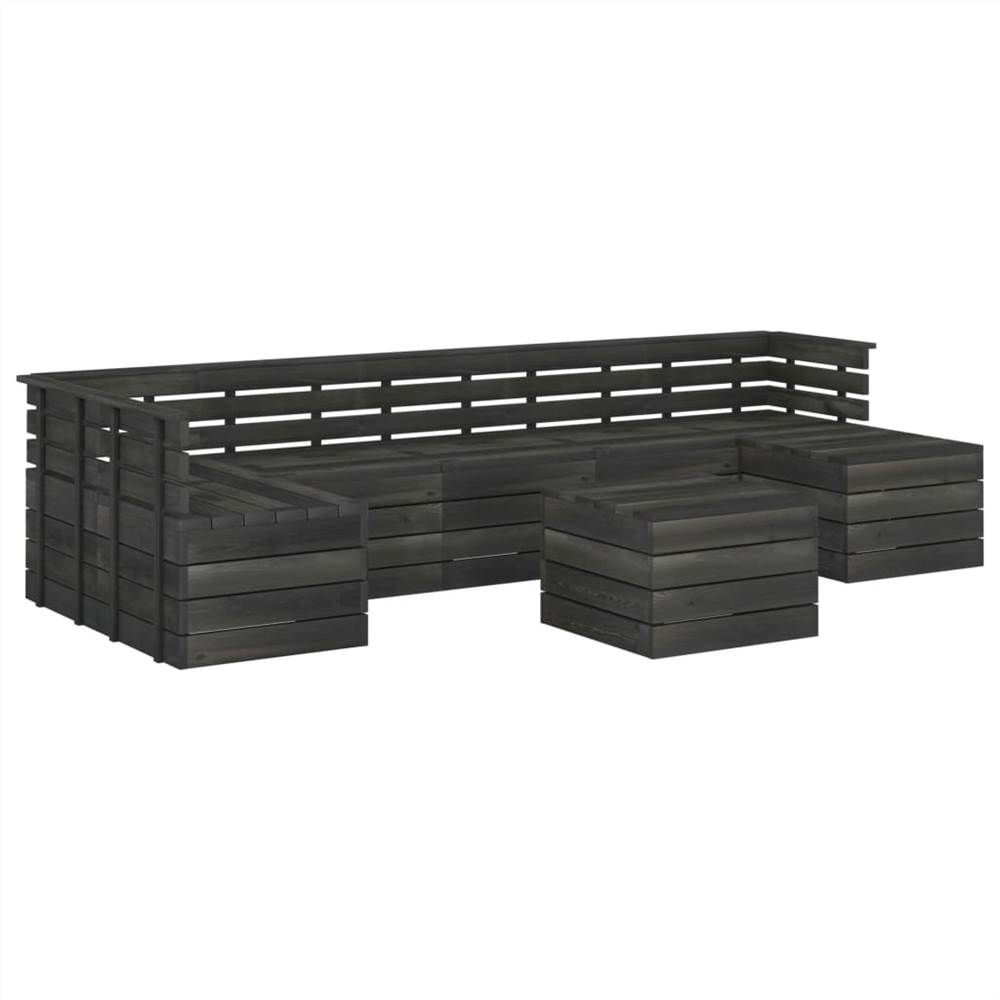 

8 Piece Garden Pallet Lounge Set Solid Pinewood Dark Grey