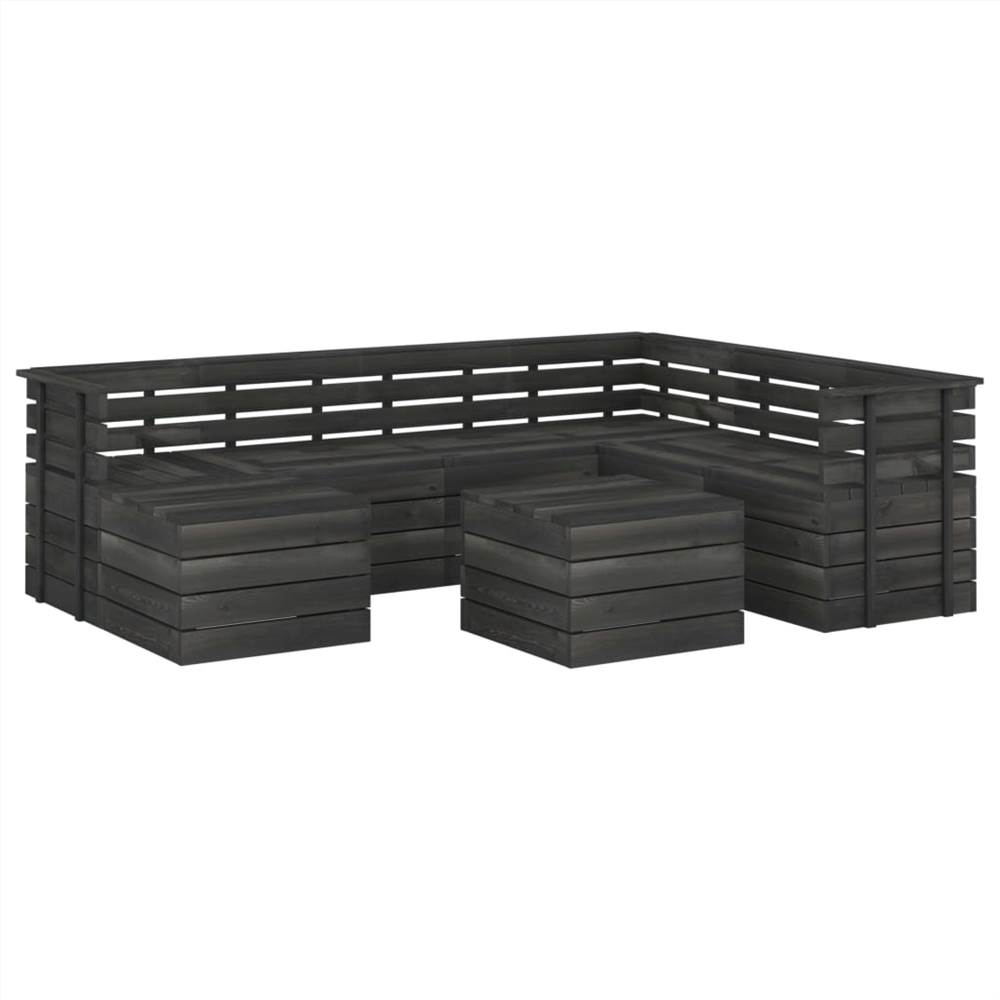 

8 Piece Garden Pallet Lounge Set Solid Pinewood Dark Grey