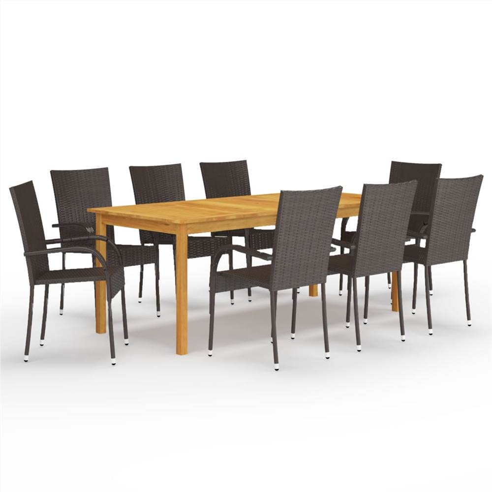 

9 Piece Garden Dining Set Brown