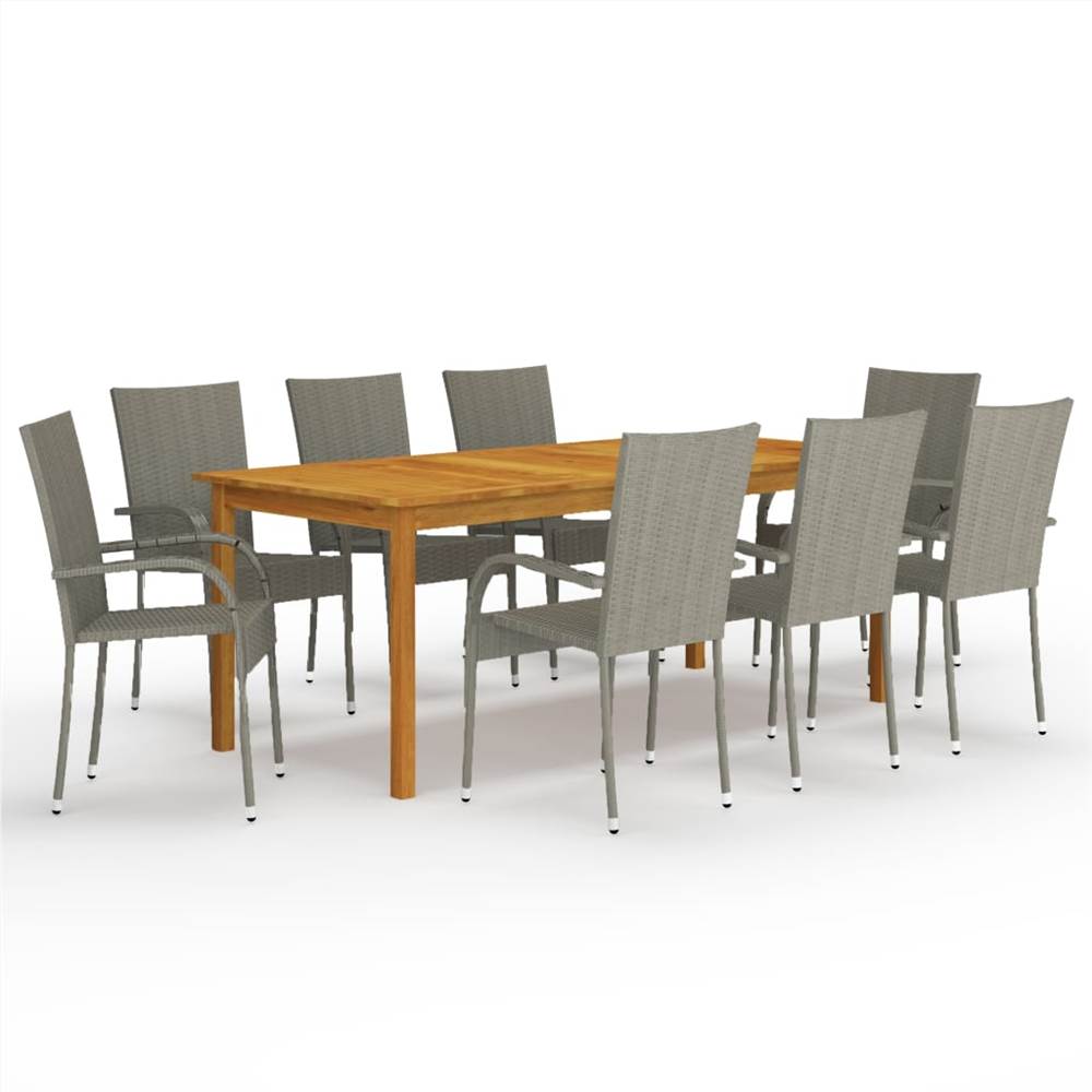 

9 Piece Garden Dining Set Grey