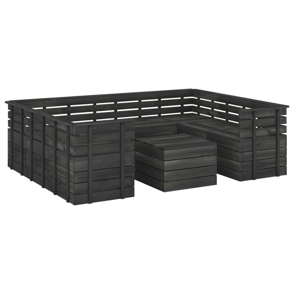 

9 Piece Garden Pallet Lounge Set Solid Pinewood Dark Grey