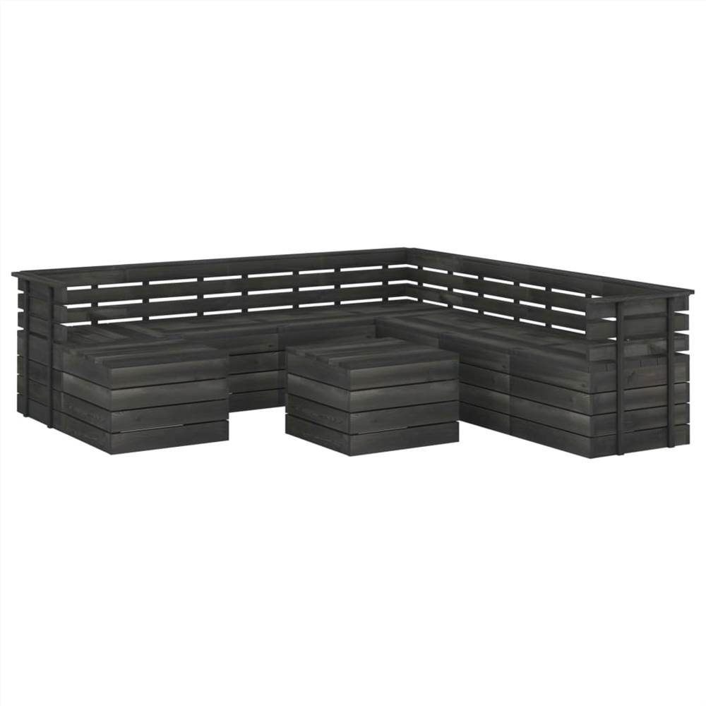 

9 Piece Garden Pallet Lounge Set Solid Pinewood Dark Grey