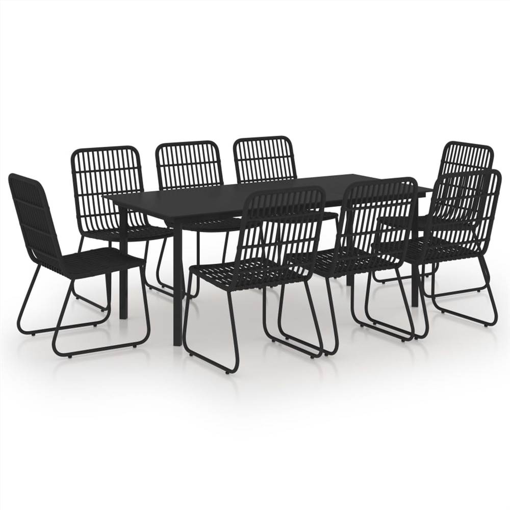 

9 Piece Outdoor Dining Set Poly Rattan and Glass