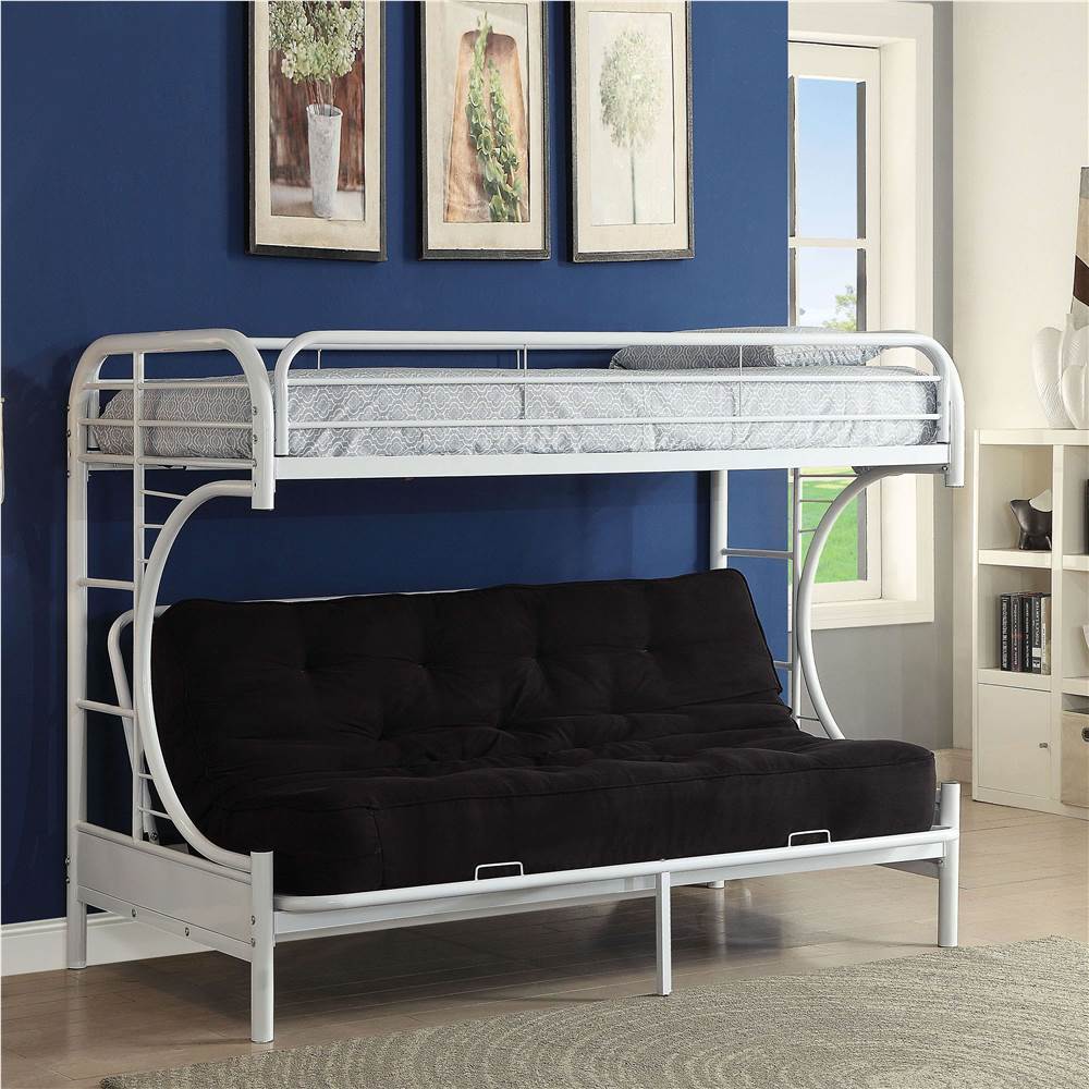 

ACME Eclipse Twin XL-Over-Queen Size Bunk Bed Frame with Ladders, and Metal Slats Support, No Spring Box Required, for Kids, Teens (Frame Only) - White