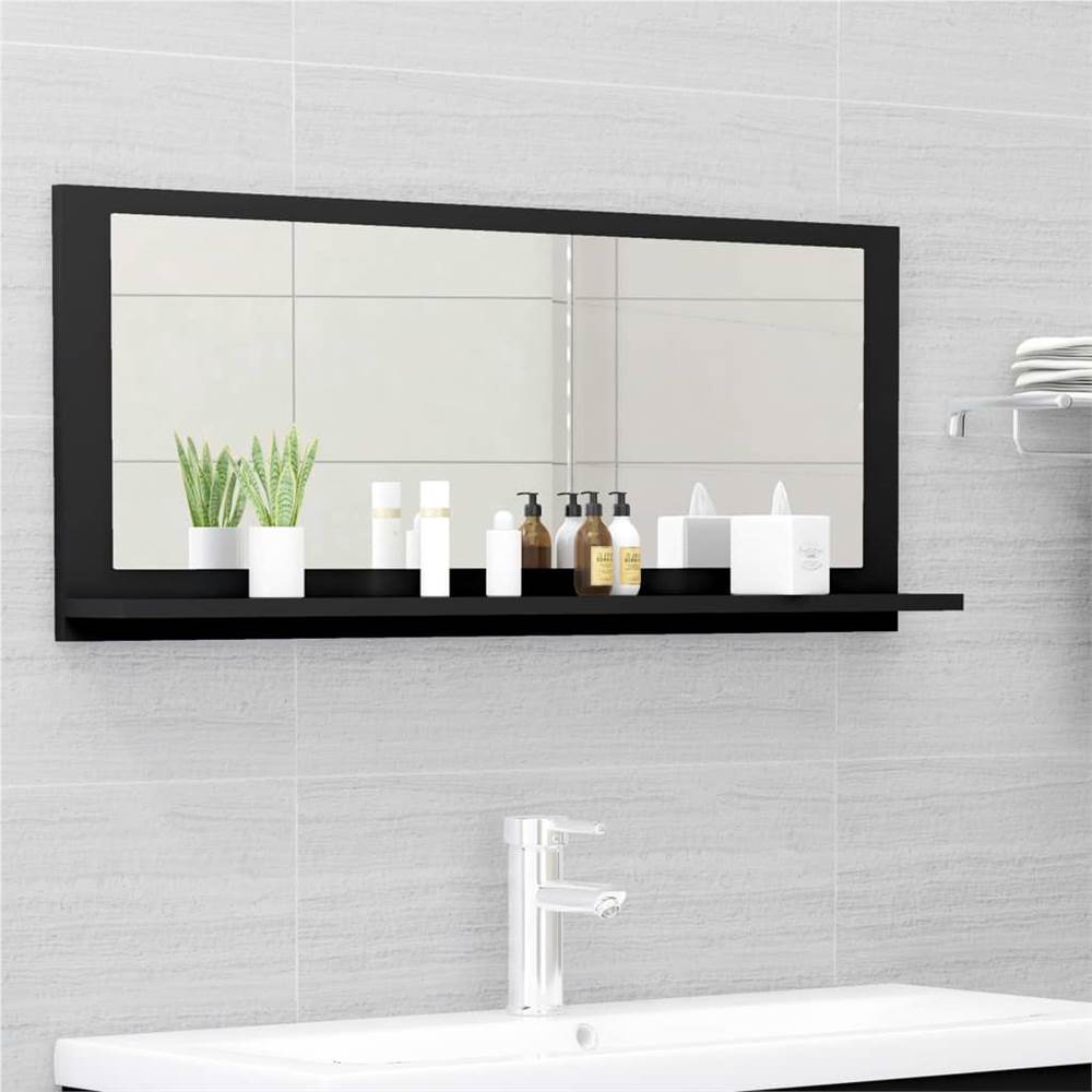 Bathroom Mirror Black 90x10.5x37 cm Chipboard
