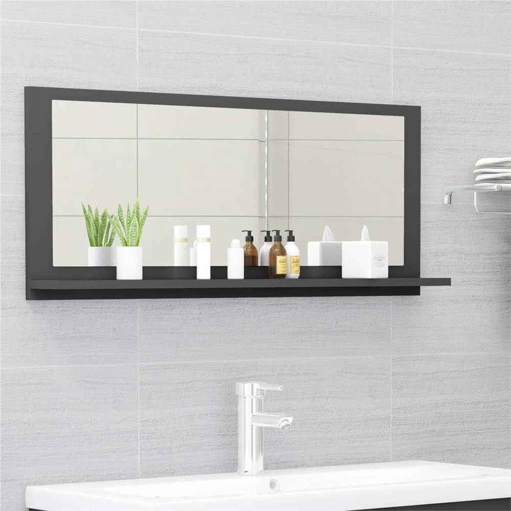 Bathroom Mirror Grey 90x10.5x37 cm Chipboard