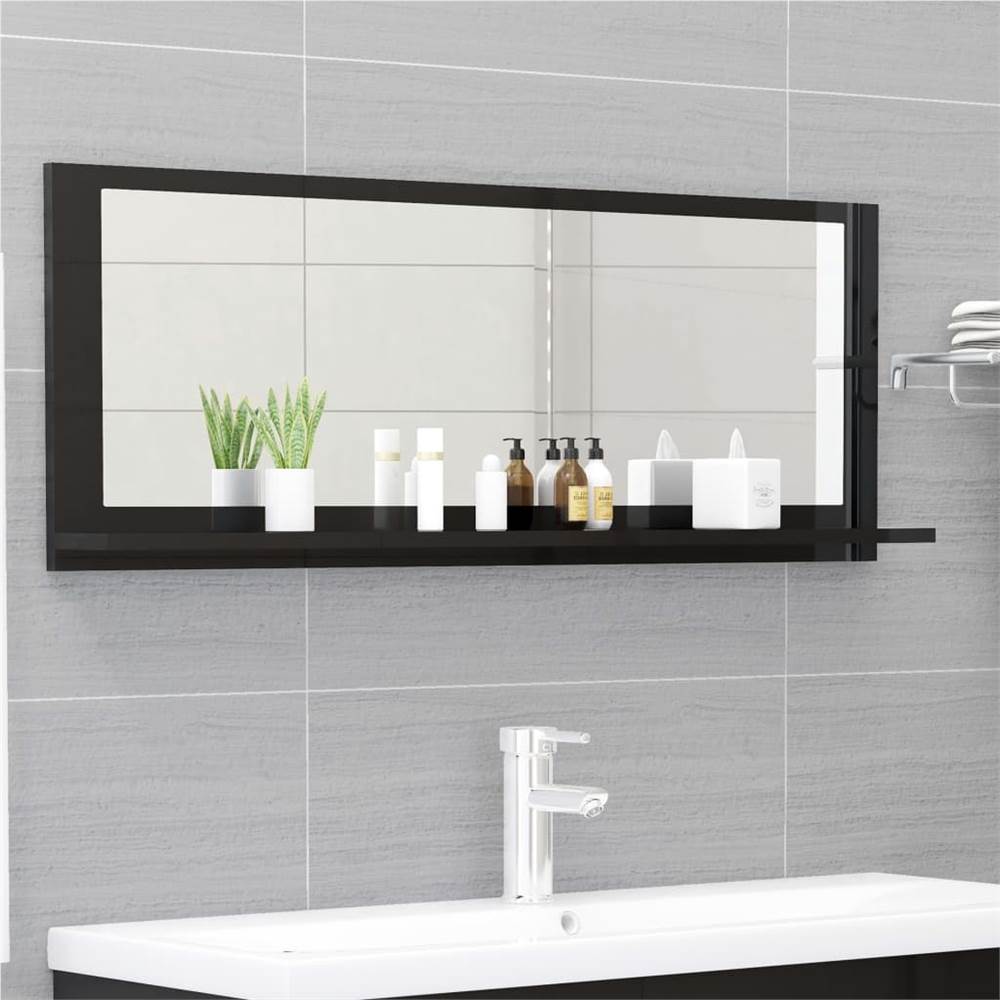 

Bathroom Mirror High Gloss Black 100x10.5x37 cm Chipboard