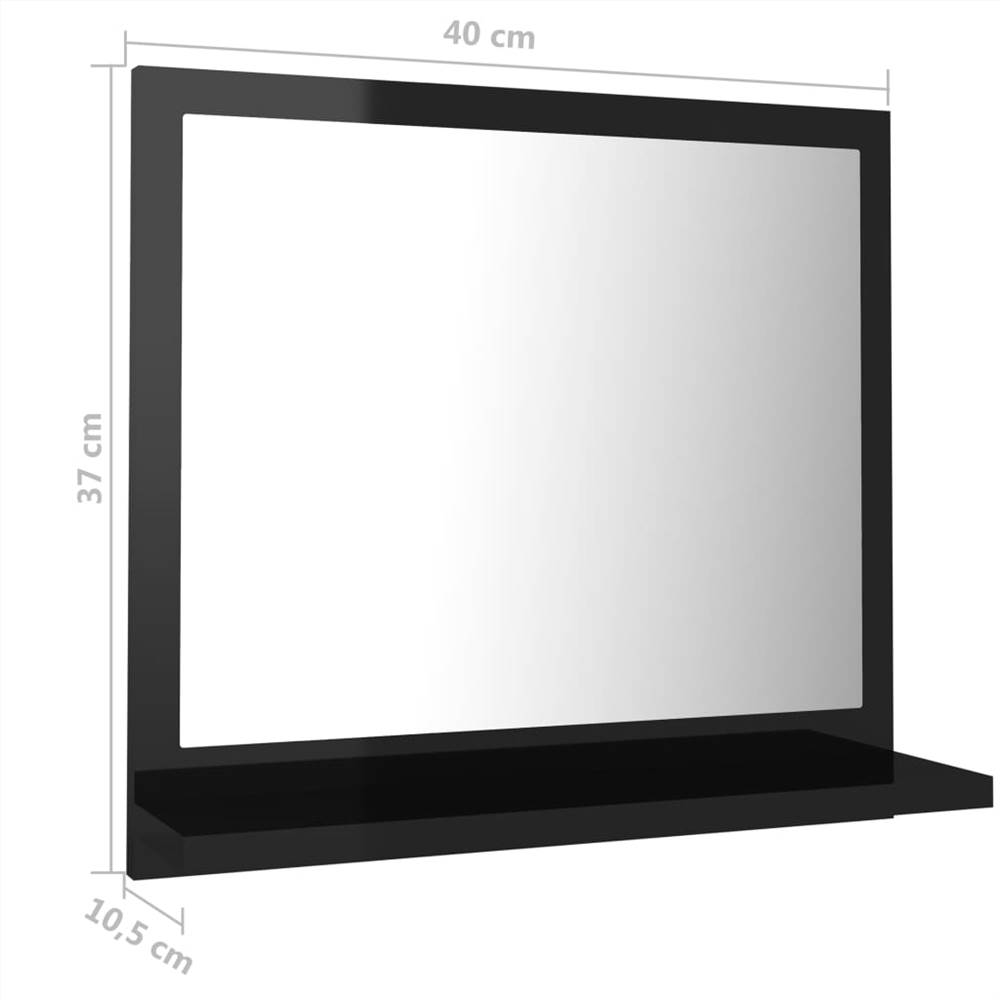 Bathroom Mirror High Gloss Black 40x10.5x37 cm Chipboard
