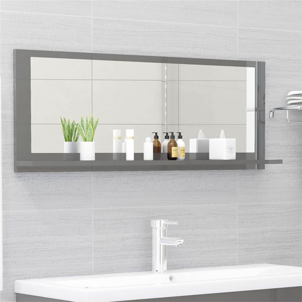 

Bathroom Mirror High Gloss Grey 100x10.5x37 cm Chipboard