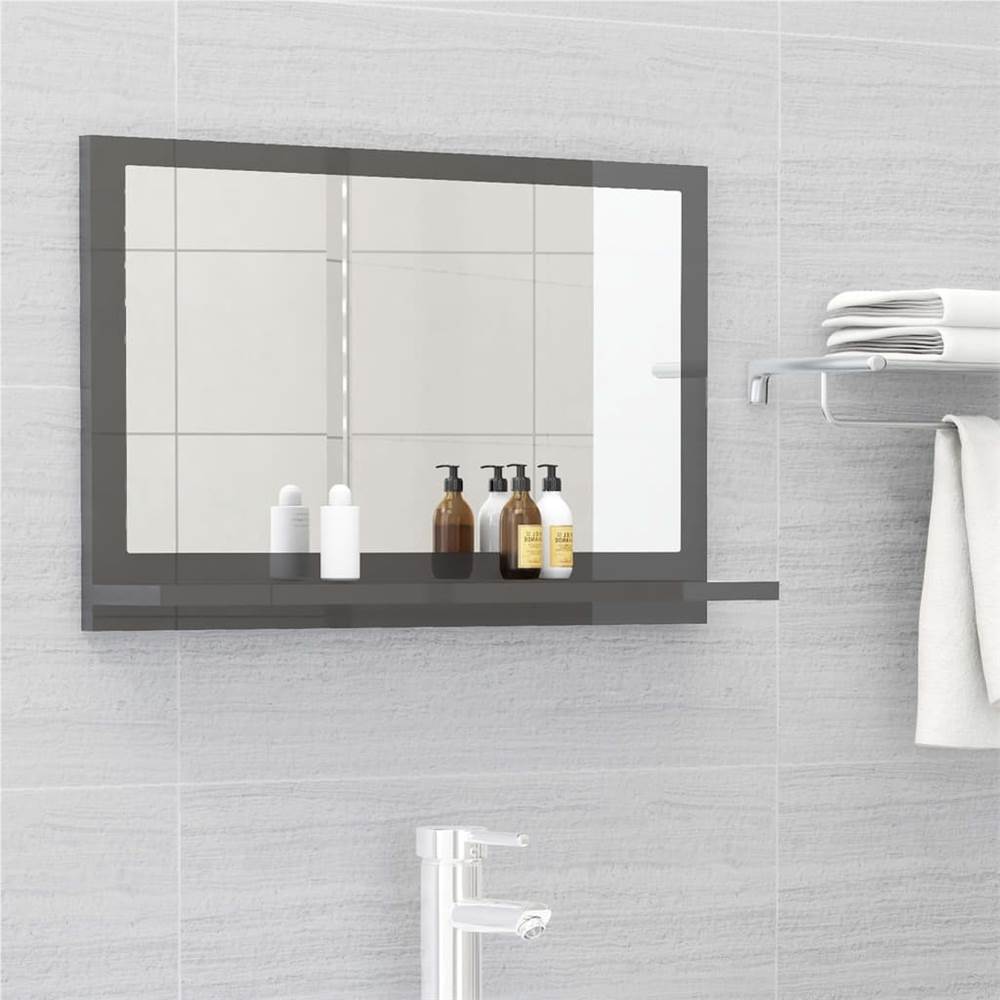 Bathroom Mirror High Gloss Grey 60x10.5x37 cm Chipboard