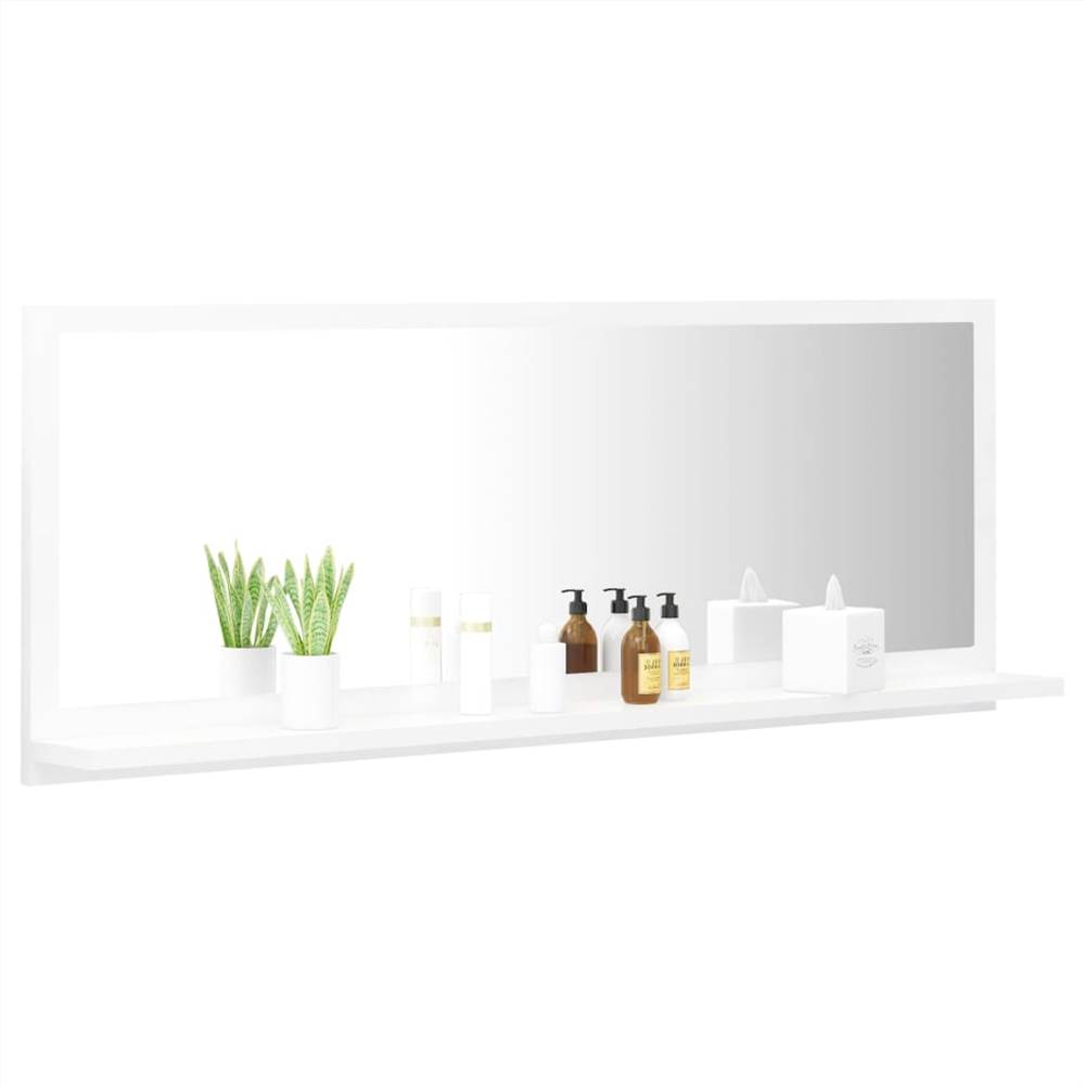 Bathroom Mirror High Gloss White 100x10.5x37 cm Chipboard