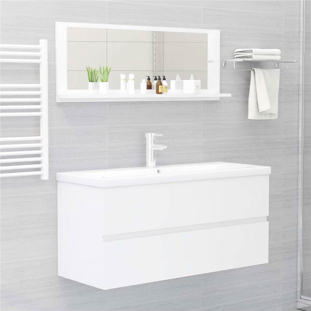 Bathroom Mirror High Gloss White 100x10.5x37 cm Chipboard