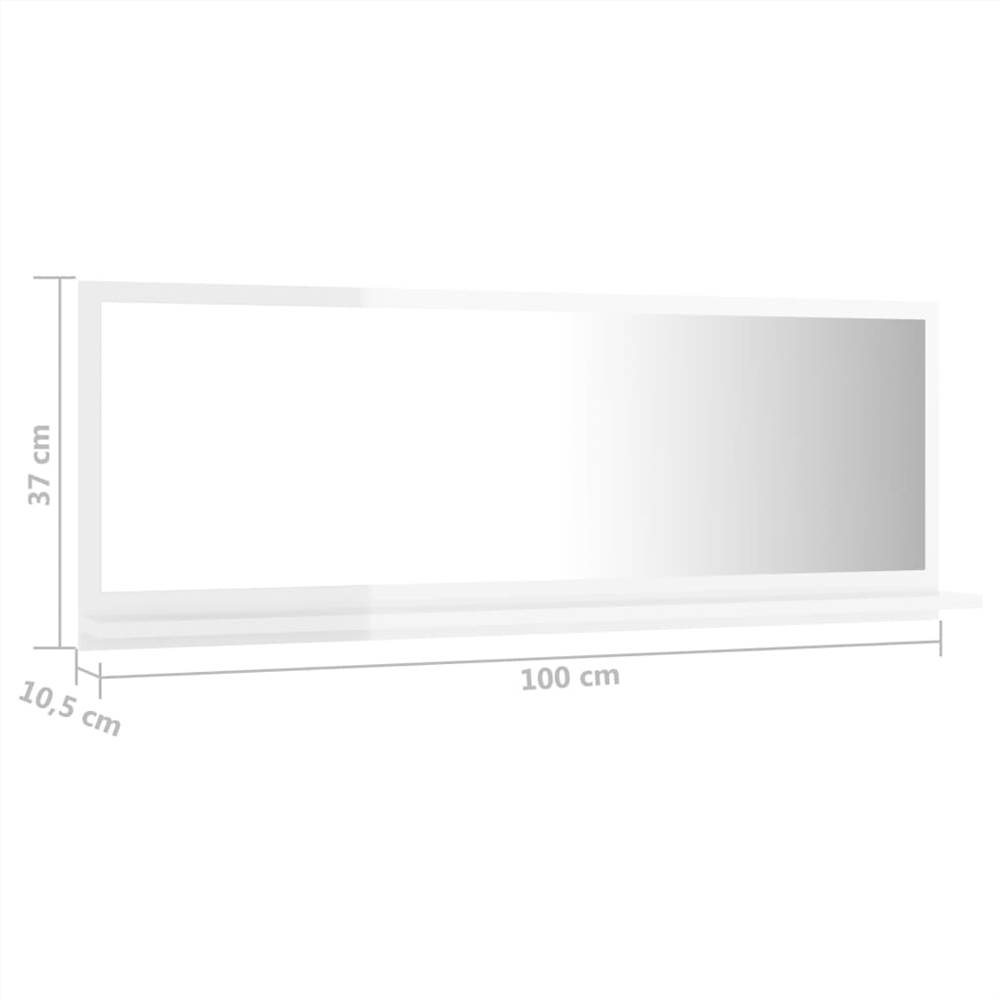 Bathroom Mirror High Gloss White 100x10.5x37 cm Chipboard