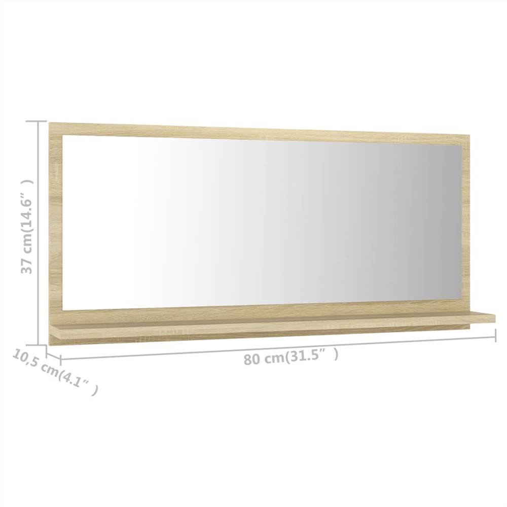 Bathroom Mirror Sonoma Oak 80x10.5x37 cm Chipboard