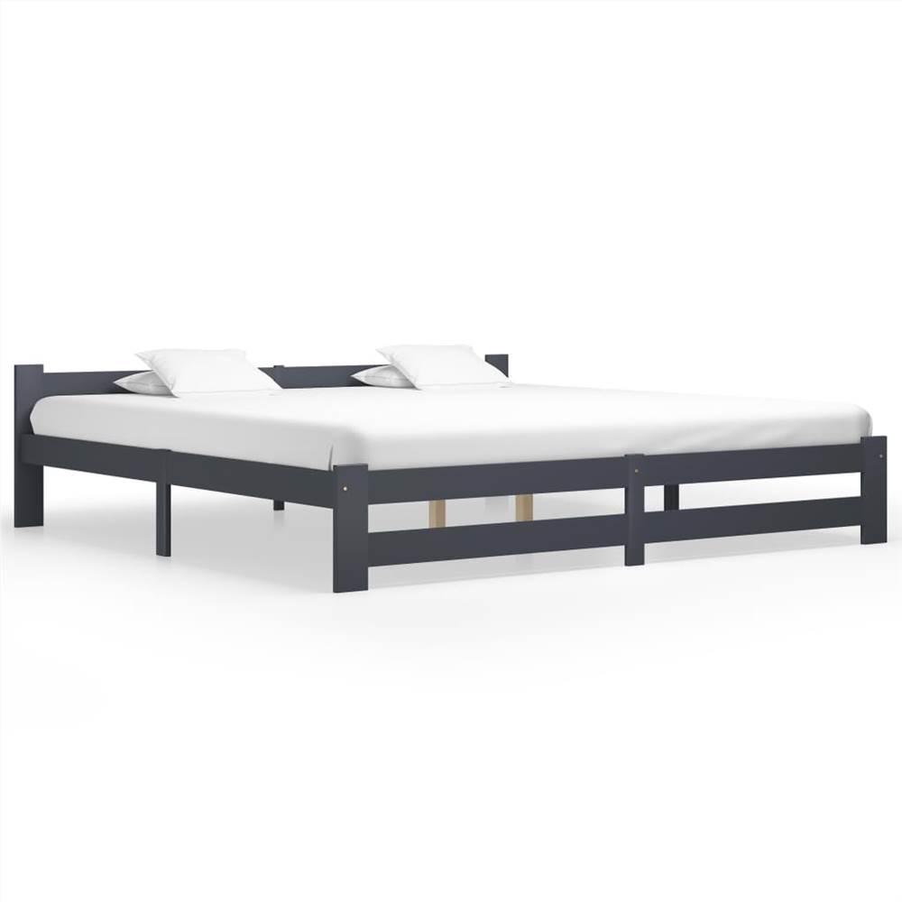 

Bed Frame Dark Grey Solid Pine Wood 200x200 cm