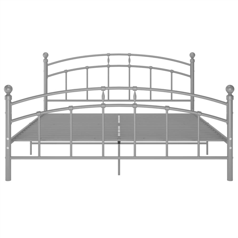 Bed Frame Grey Metal 160x200 cm
