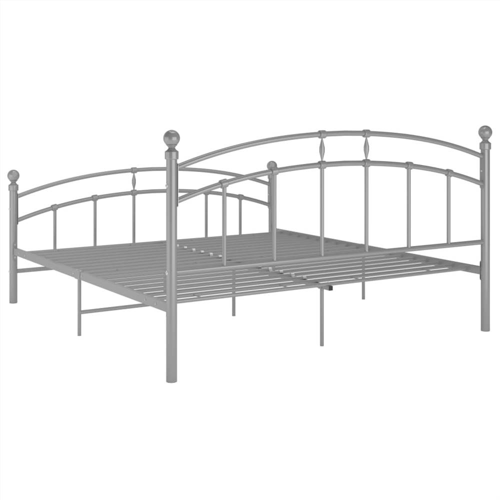 Bed Frame Grey Metal 160x200 cm