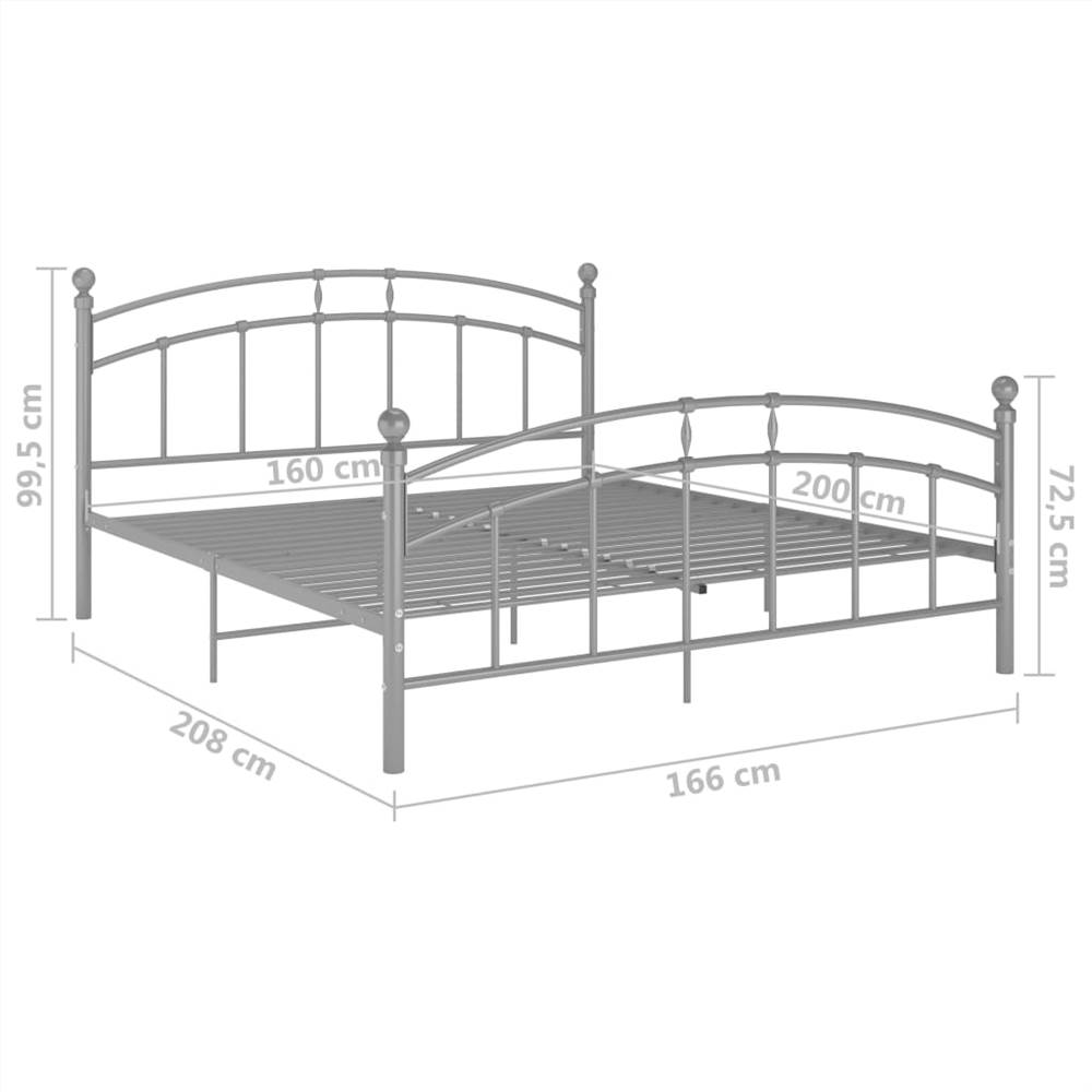 Bed Frame Grey Metal 160x200 cm