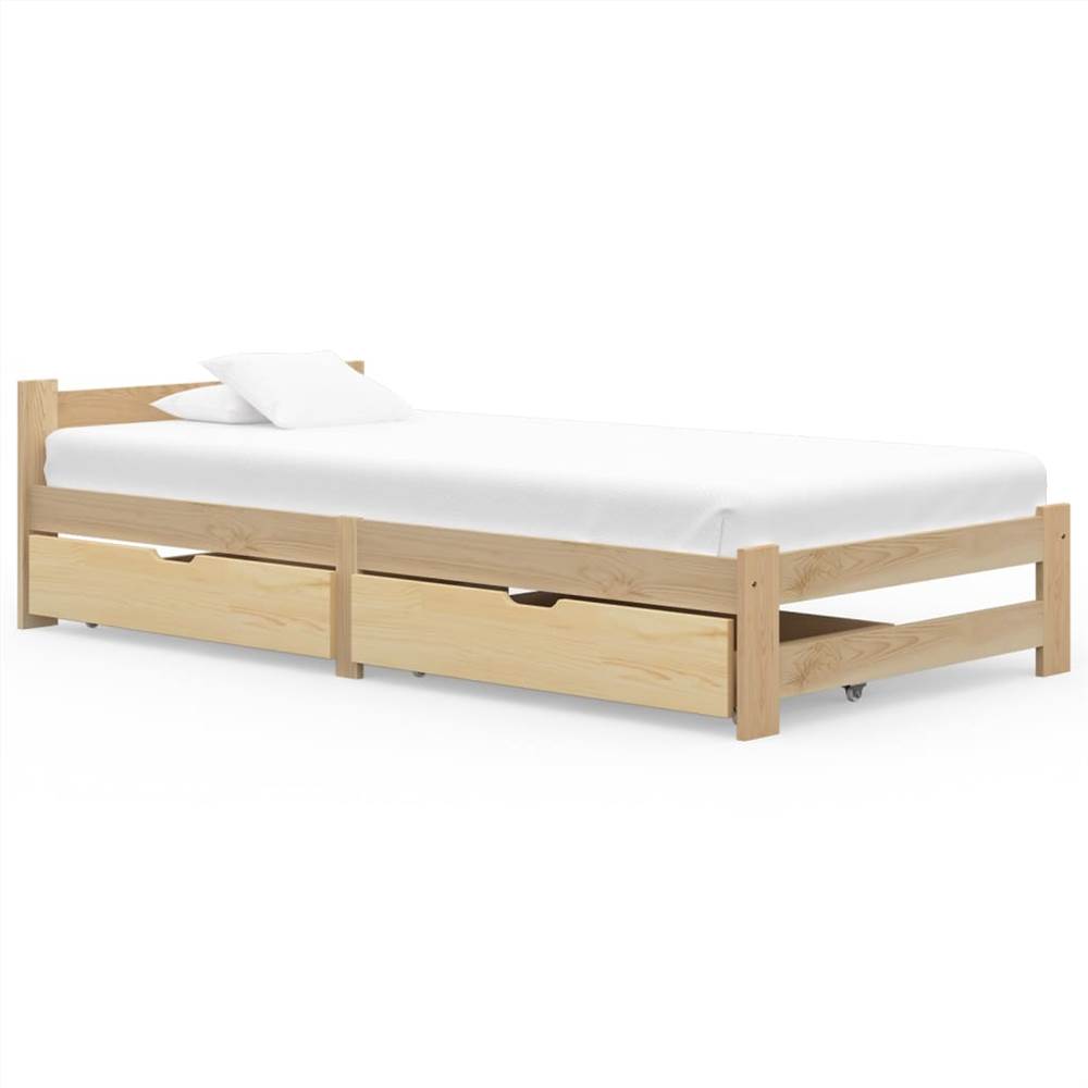 

Bed Frame with 2 Drawers Solid Pinewood 100x200 cm