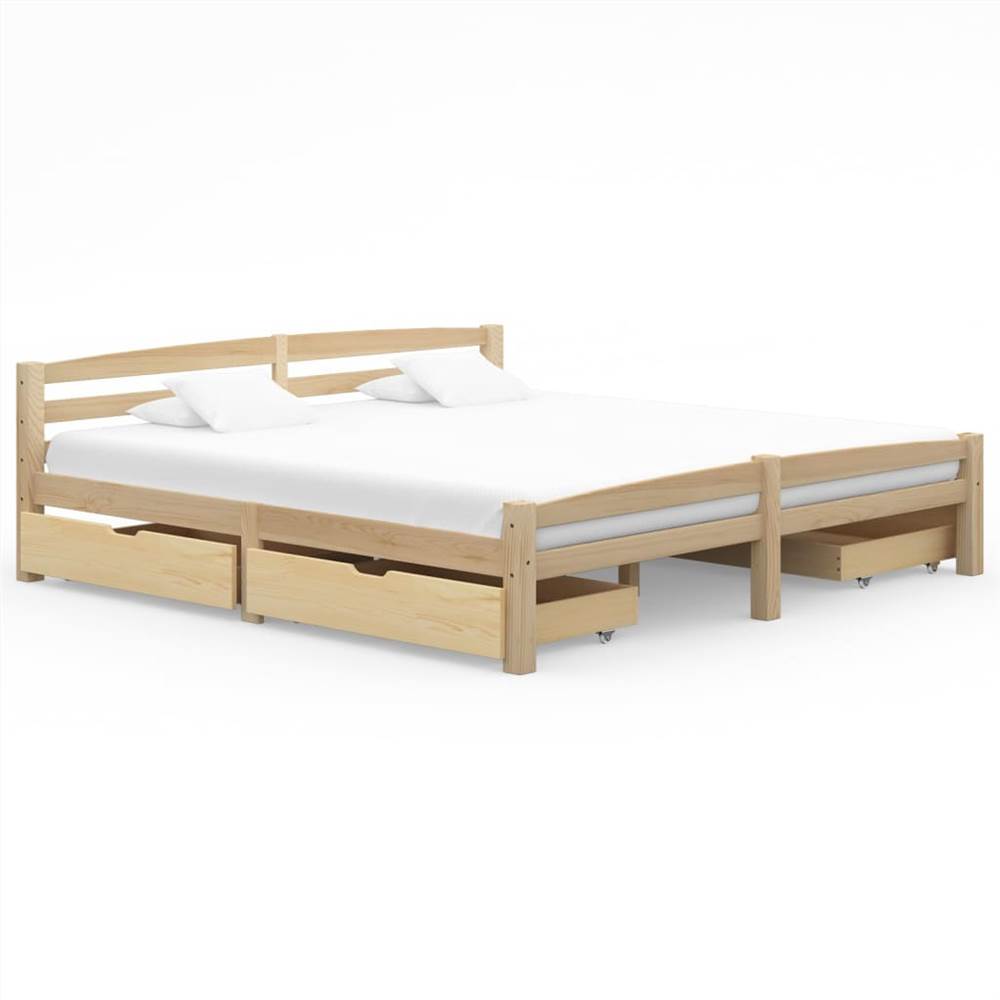Bed Frame with 4 Drawers Solid Pinewood 180x200 cm