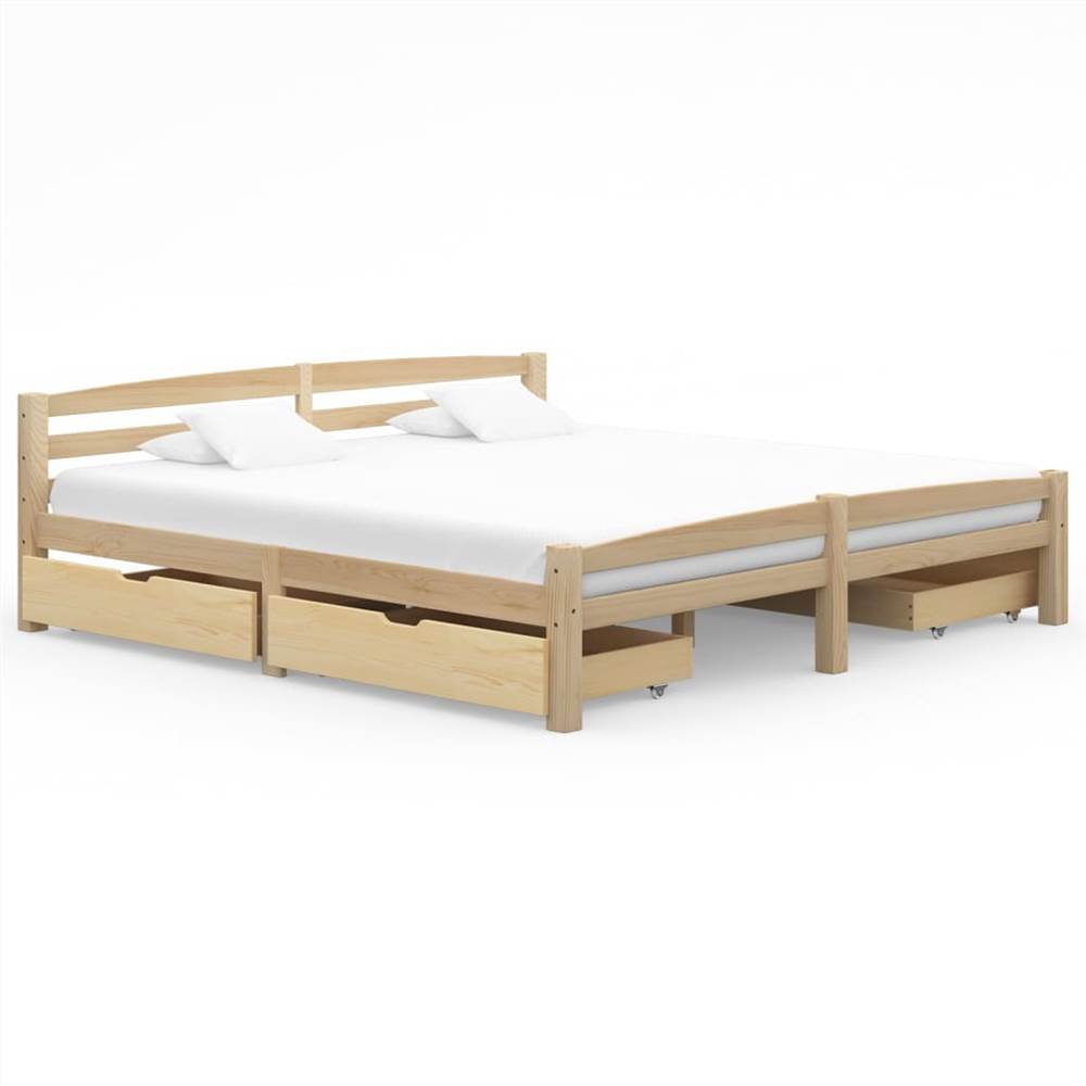 

Bed Frame with 4 Drawers Solid Pinewood 200x200 cm