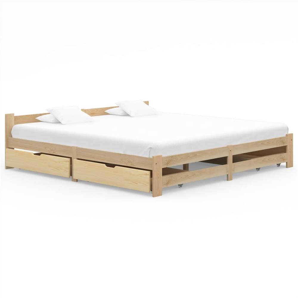 

Bed Frame with 4 Drawers Solid Pinewood 200x200 cm