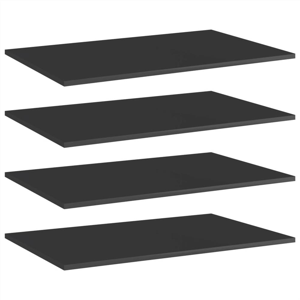 Bookshelf Boards 4 pcs High Gloss Black 80x50x1.5 cm Chipboard