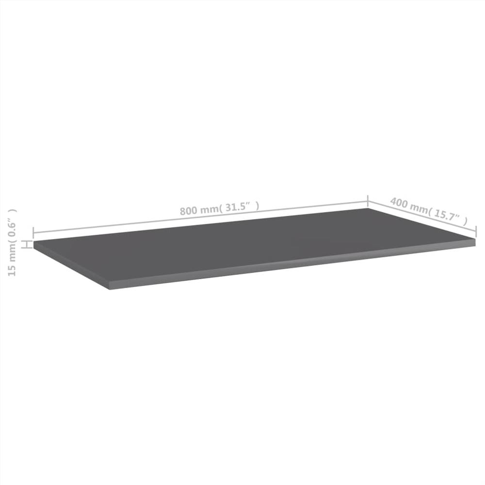Bookshelf Boards 4 pcs High Gloss Grey 80x40x1.5 cm Chipboard