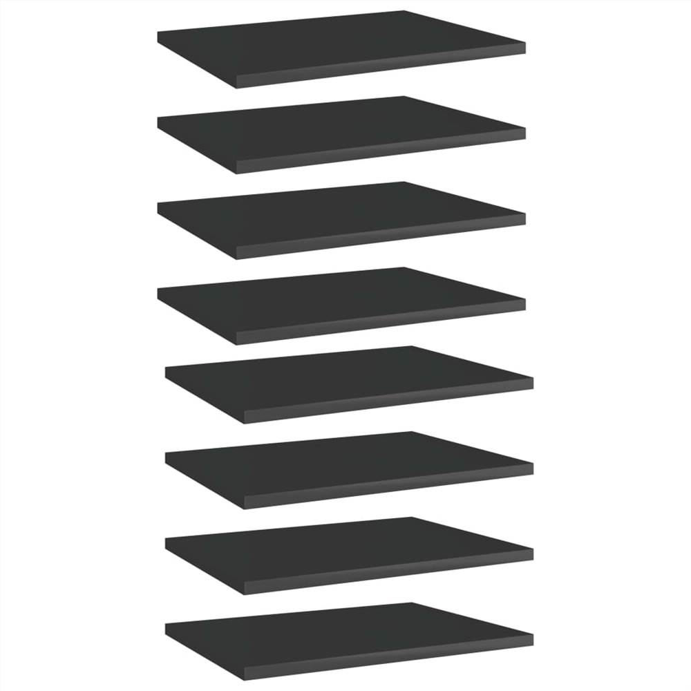 Bookshelf Boards 8 pcs High Gloss Black 40x30x1.5 cm Chipboard