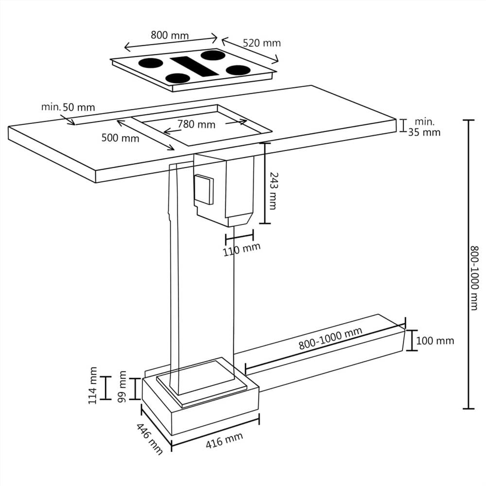Built-in Flexizone Induction Hob with Downdraft Table 78 cm