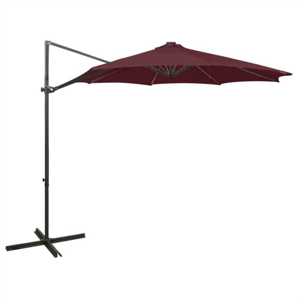 

Cantilever Umbrella with Pole and LED Lights Bordeaux Red 300 cm