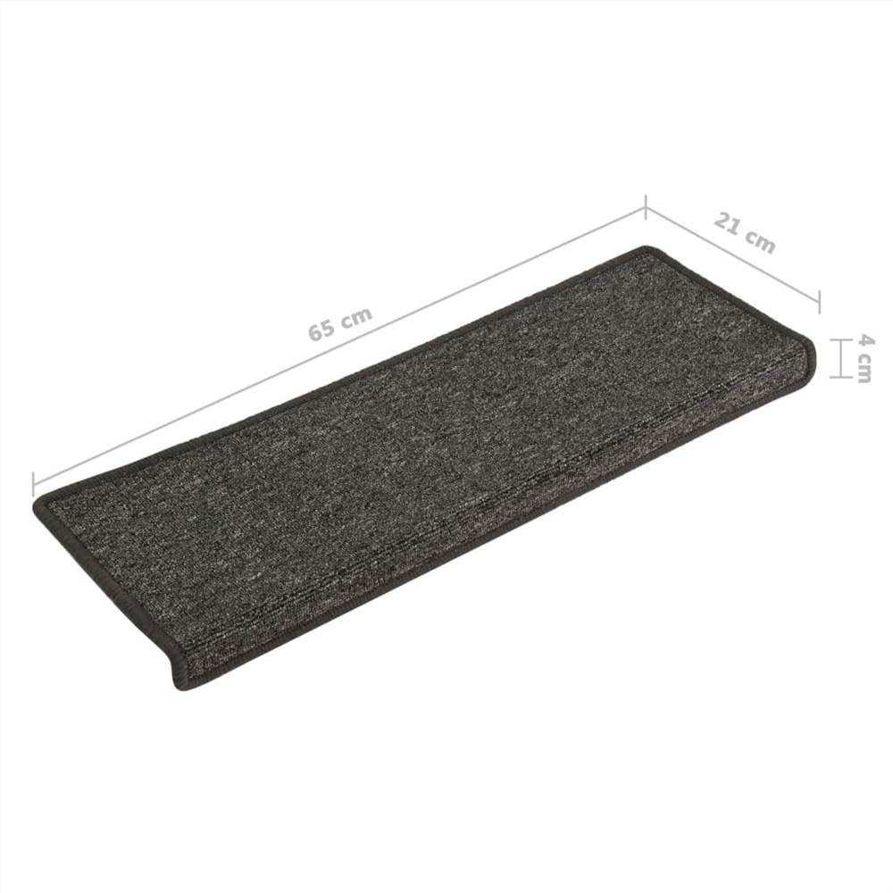 Carpet Stair Treads 15 pcs 65x25 cm Grey and Black