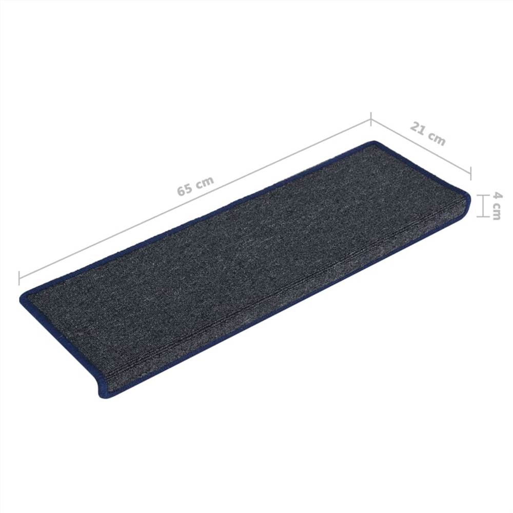 Carpet Stair Treads 15 pcs 65x25 cm Grey and Blue