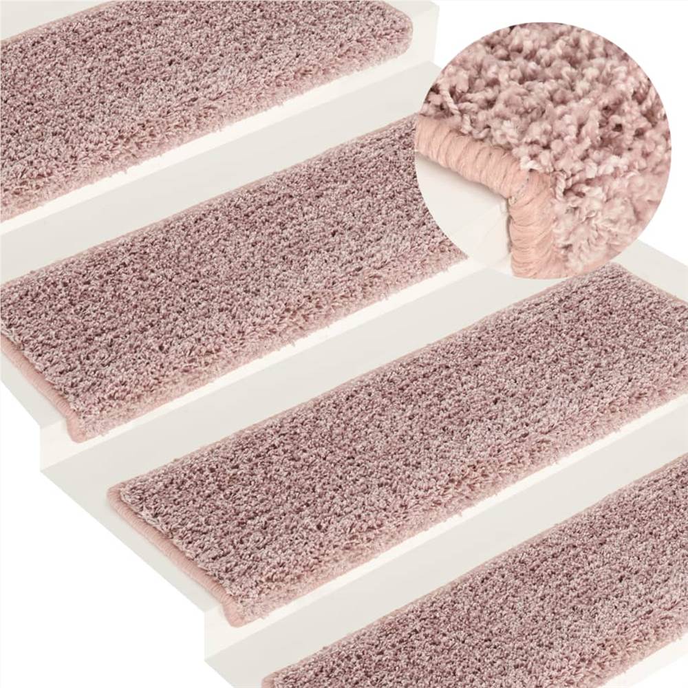 

Carpet Stair Treads 15 pcs 65x25 cm White and Pink