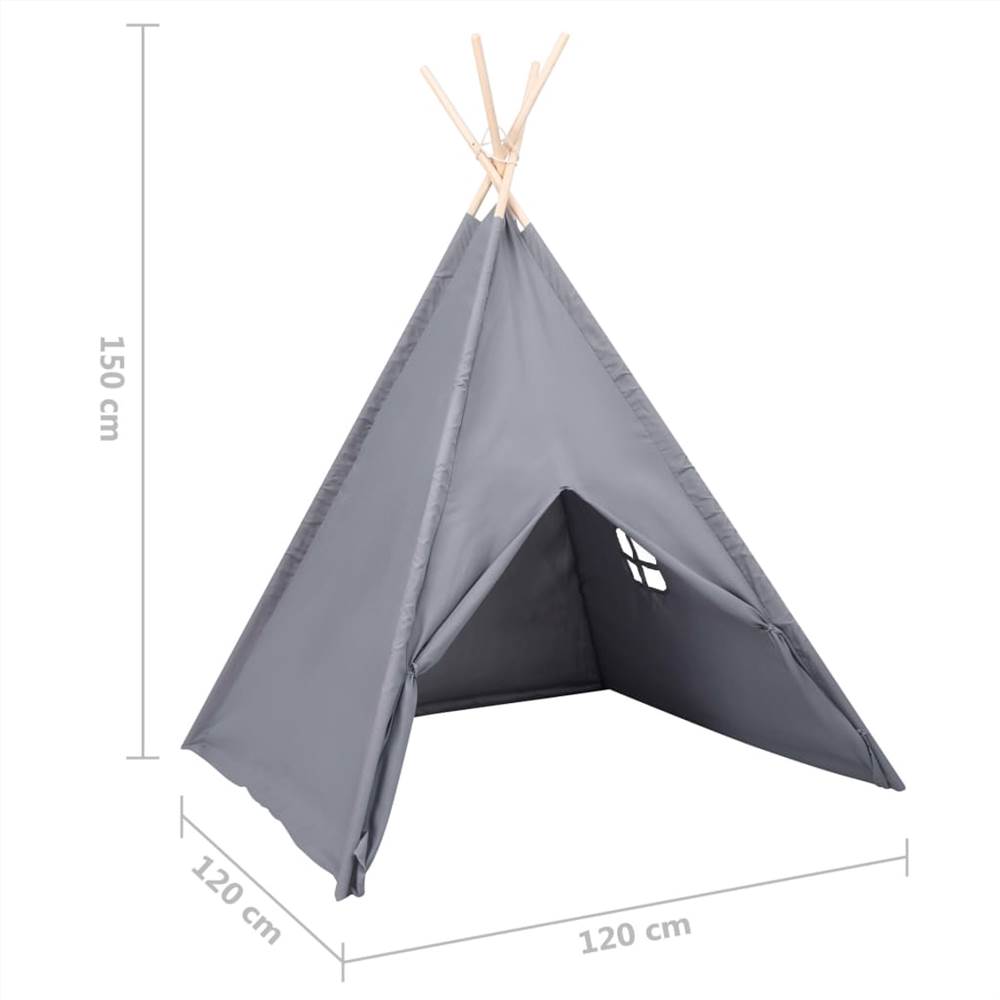 Children Teepee Tent with Bag Peach Skin Grey 120x120x150 cm
