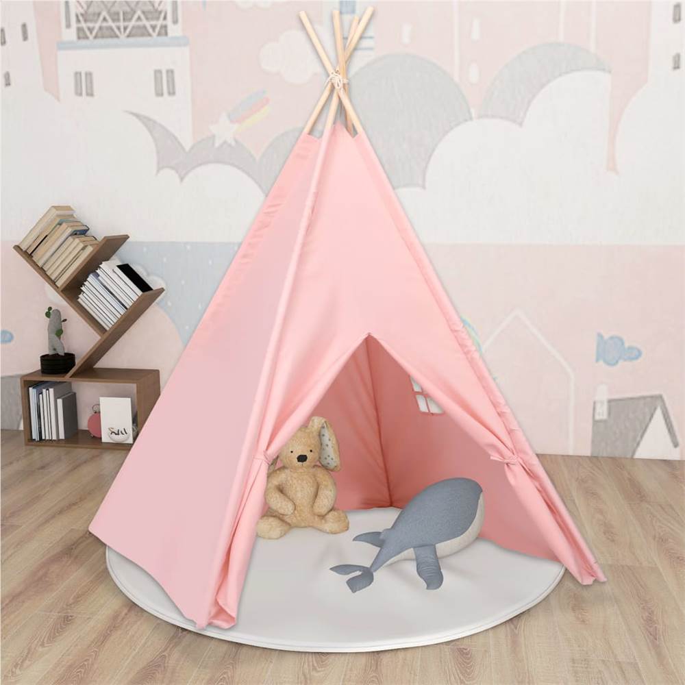 Tenda Teepee per Bambini con Sacco Pelle di Pesca Rosa 120x120x150 cm