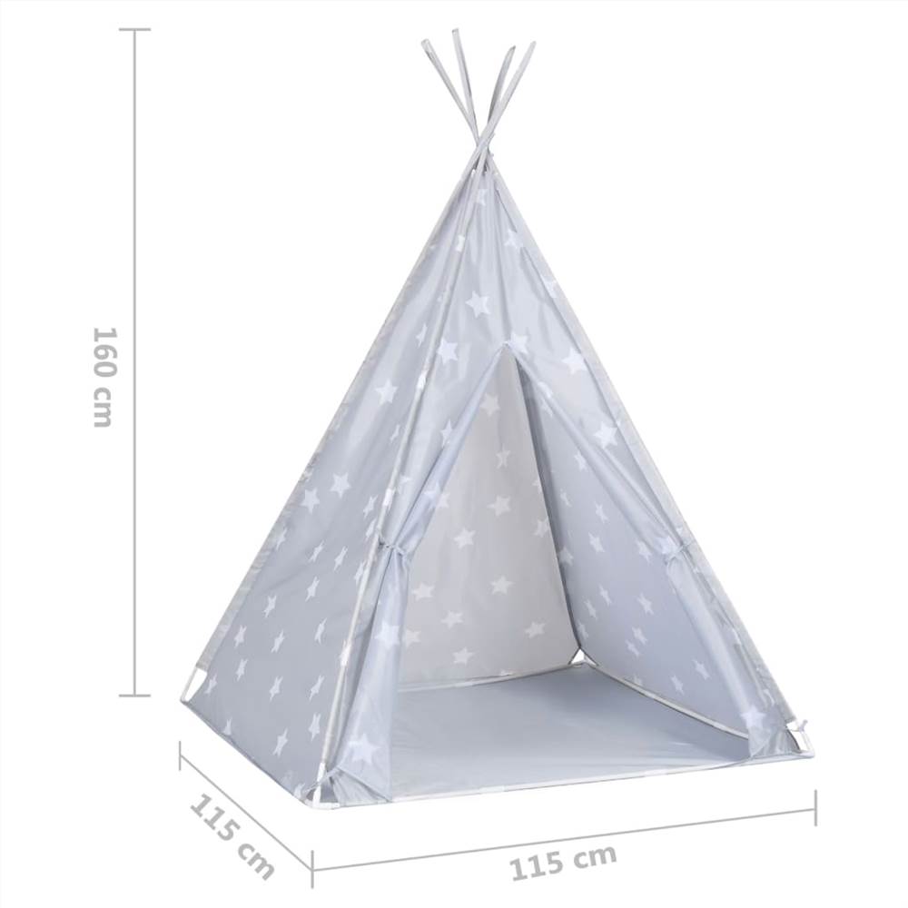 Children Teepee Tent with Bag Polyester Grey 115x115x160 cm